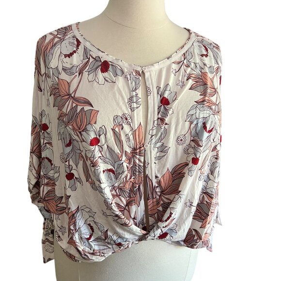 Free People Size L NEW Ballet Combo Keepin On Floral Printed Knit Blouse Top - Picture 2 of 16
